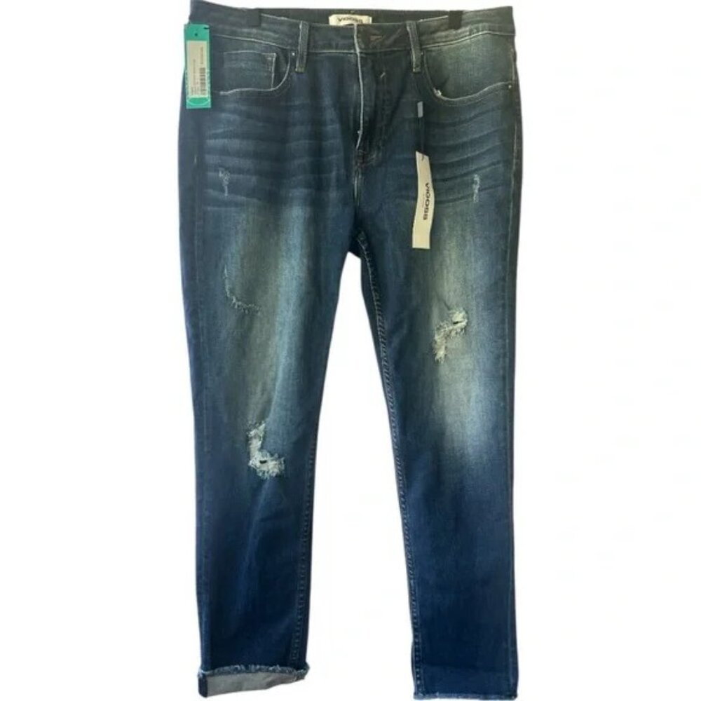NWT Vigoss Blue Slim Jeans with Distressed Details| Size 16